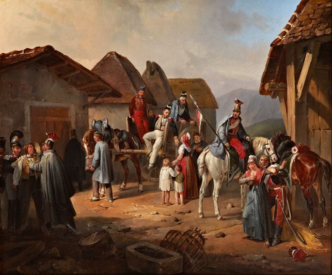 Albrecht Adam - Austrian Cavalry Resting in a Village | MasterArt